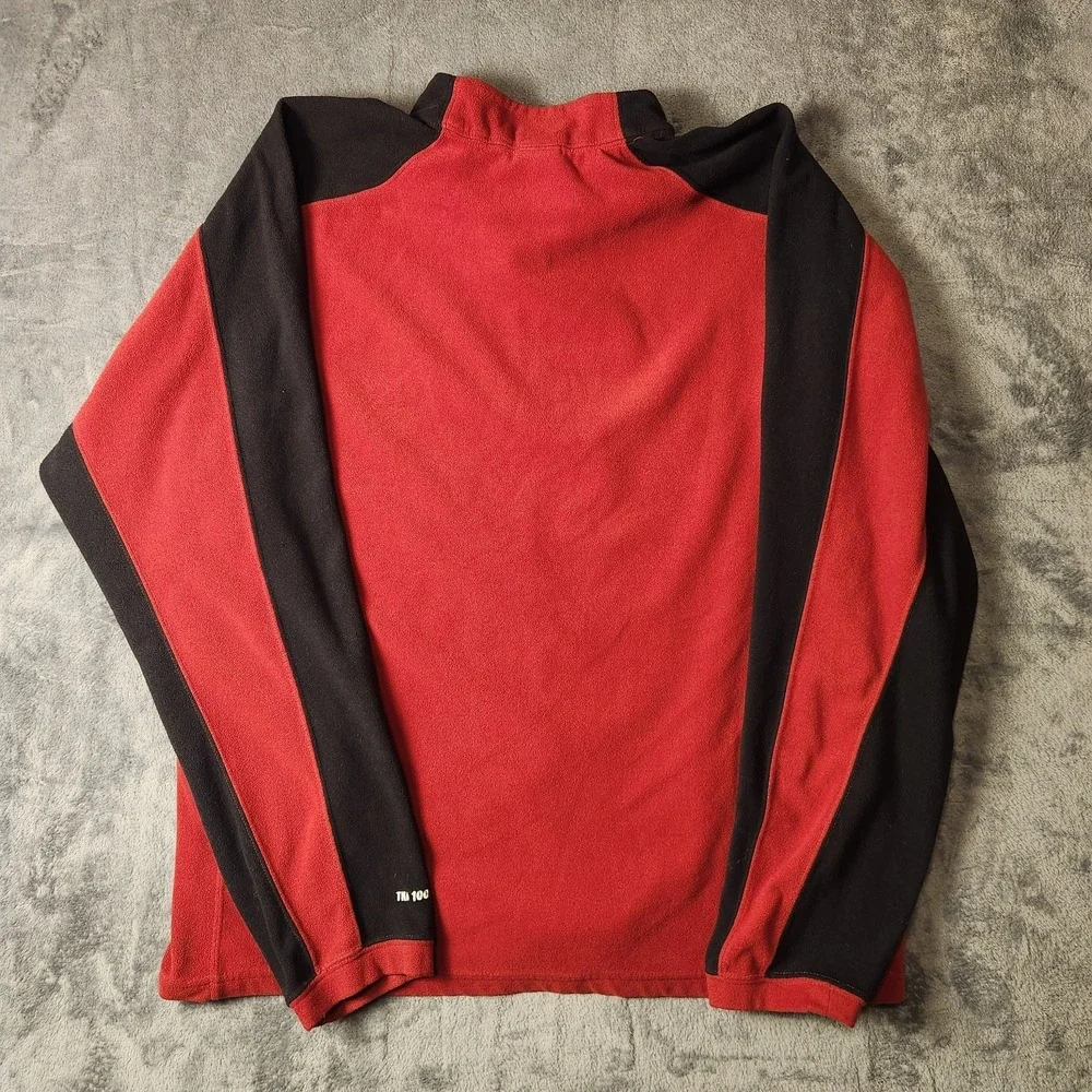 The North Face TKA 100 Fleece Pullover Mens M Red Black 1/4 Zip Sweater Jacket